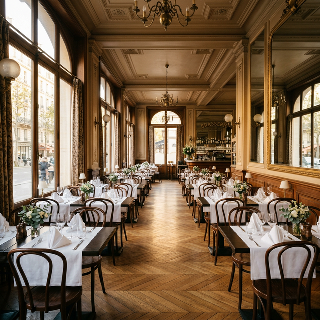 Détail d'une table dressée : verres à cristal, couverts et bougie