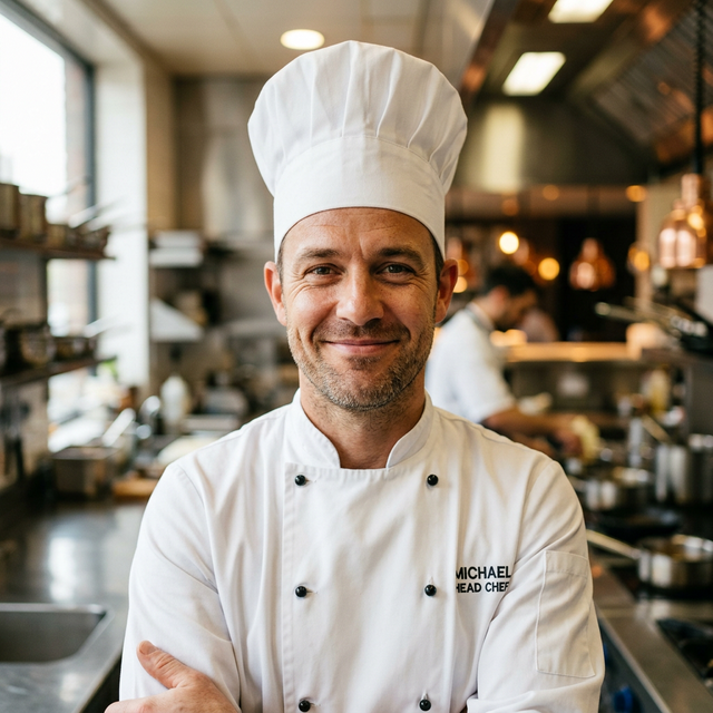 Thomas Moreau en cuisine, concentré sur le dressage d'un plat