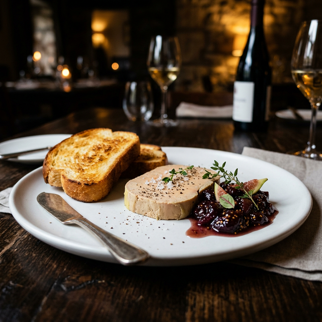 Tranche de foie gras mi-cuit avec chutney de figues et brioche toastée