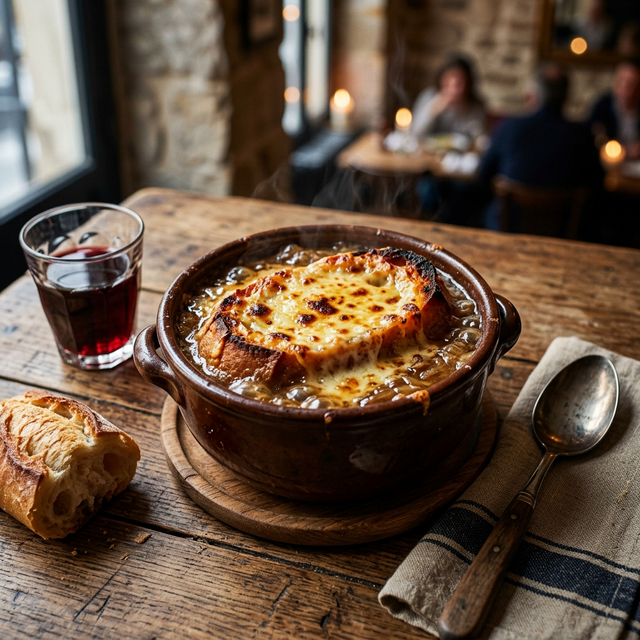 Soupe à l'oignon gratinée